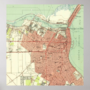 Vintage Map of Corpus Christi Texas (1951) Poster