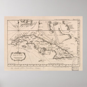 Vintage Map of Cuba (1764) Poster