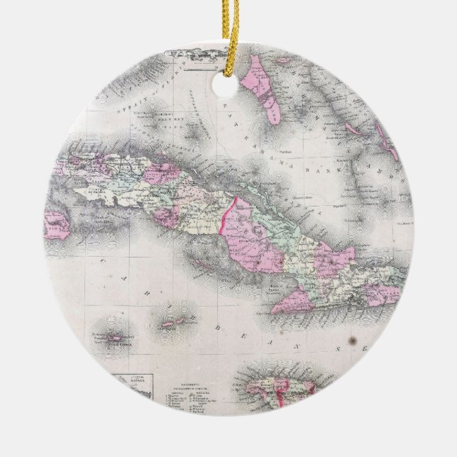 Vintage Map of Cuba (1861) Ceramic Ornament (Front)