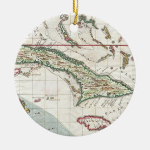 Vintage Map of Cuba and Jamaica (1763) Ceramic Ornament