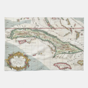Vintage Map of Cuba and Jamaica (1763) Kitchen Towel