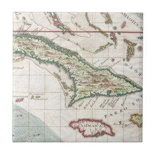 Vintage Map of Cuba and Jamaica (1763) Tile