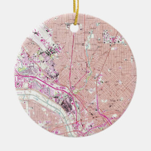 Vintage Map of Dallas Texas (1958) Ceramic Ornament