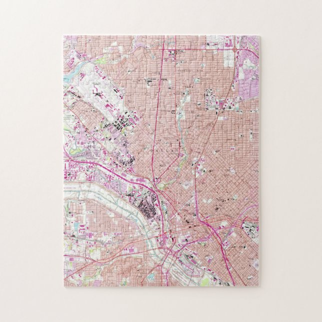 Vintage Map of Dallas Texas (1958) Jigsaw Puzzle (Vertical)