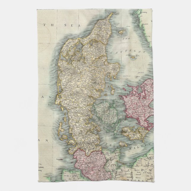 Vintage Map of Denmark (1801) Kitchen Towel (Vertical)