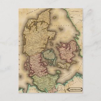 Vintage Map of Denmark (1831) Postcard