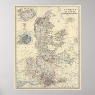 Vintage Map of Denmark (1861) Poster