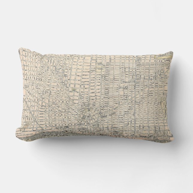 Vintage Map of Detroit (1895) Lumbar Pillow (Front)