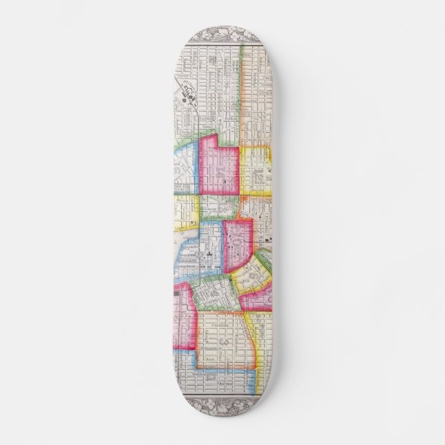 Vintage Map of Downtown Baltimore (1860) Skateboard (Front)