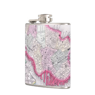 Vintage Map of Downtown Boston (1864) Hip Flask