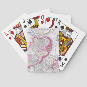 Vintage Map of Downtown Boston (1864) Playing Cards