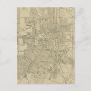 Vintage Map of Downtown Houston (1913) Postcard