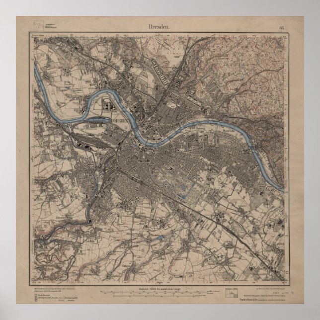Vintage Map of Dresden Germany (1910) Poster (Front)