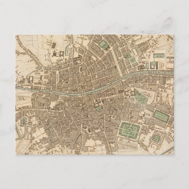 Vintage Map of Dublin (1836) Postcard (Front)