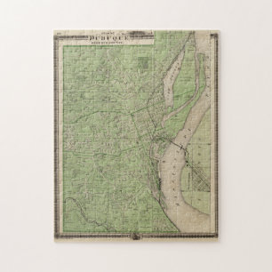 Vintage Map of Dubuque IA (1875) Jigsaw Puzzle