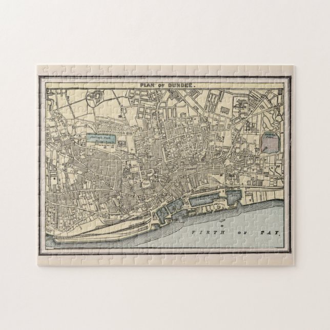 Vintage Map of Dundee Scotland (1901) Jigsaw Puzzle (Horizontal)