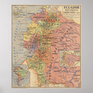 Vintage Map of Ecuador (1913) Poster