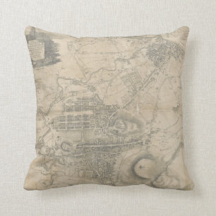 Vintage Map of Edinburgh Scotland (1818) Throw Pillow