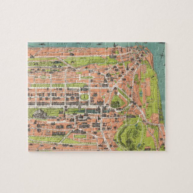 Vintage Map of Edinburgh Scotland (1935) Jigsaw Puzzle (Horizontal)
