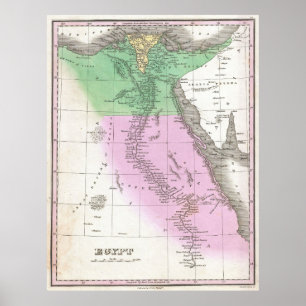 Vintage Map of Egypt (1827) Poster