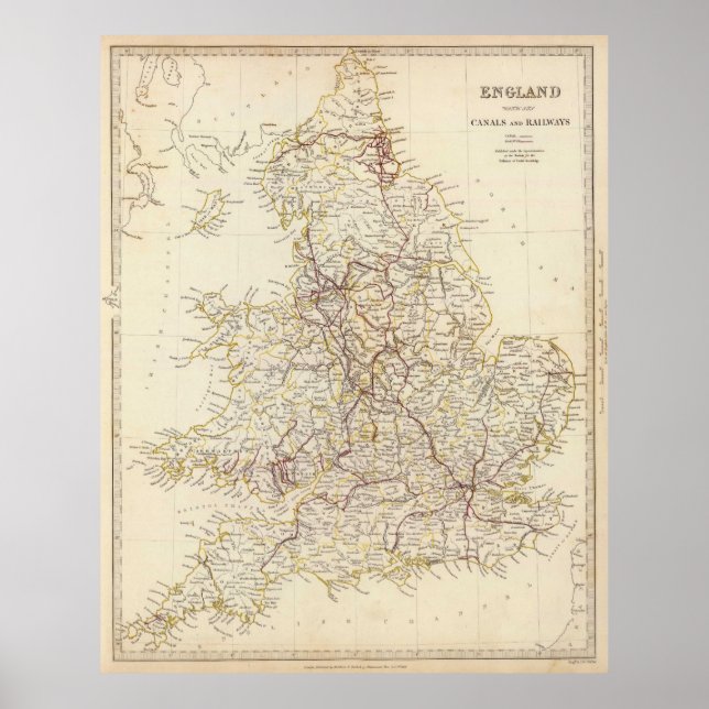 Vintage Map of England (1837) Poster (Front)