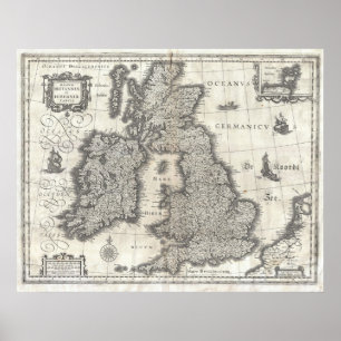 Vintage Map of England and Ireland (1631) Poster