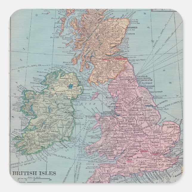 Vintage Map of England Square Sticker (Front)