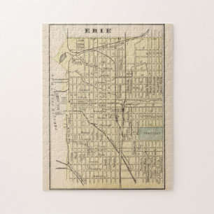 Vintage Map of Erie PA (1890) Jigsaw Puzzle