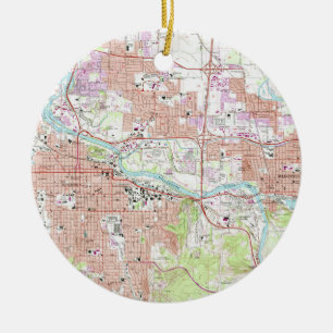 Vintage Map of Eugene Oregon (1967) Ceramic Ornament