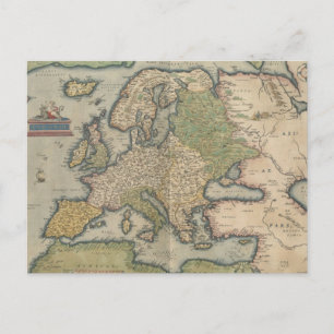 Vintage Map of Europe (1570) Postcard