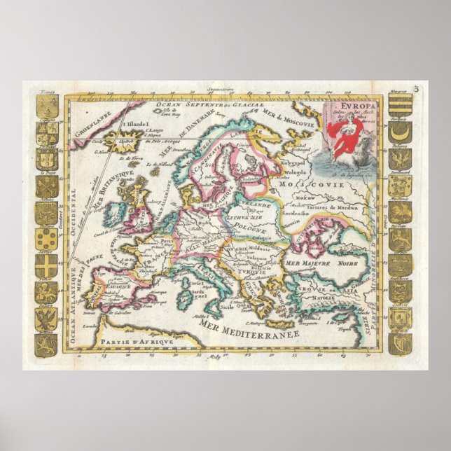 Vintage Map of Europe (1706) Poster (Front)