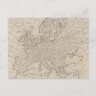 Vintage Map of Europe (1800) Postcard