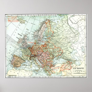 Vintage Map of Europe (1920) Poster
