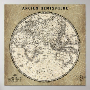 Vintage Map Of Europe and Asia Poster