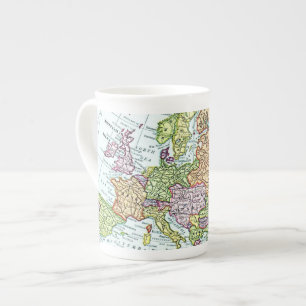 Vintage map of Europe colourful pastels Bone China Mug