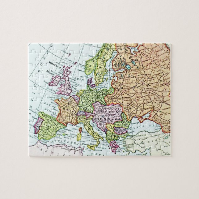 Vintage map of Europe colourful pastels Jigsaw Puzzle (Horizontal)