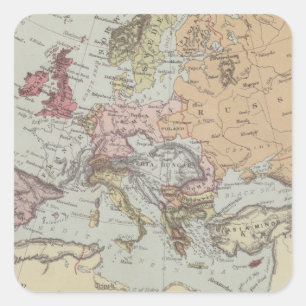 Vintage Map of Europe Square Sticker