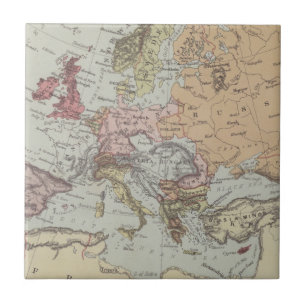 Vintage Map of Europe Tile