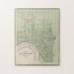 Vintage Map of Evansville Indiana (1876) Jigsaw Puzzle