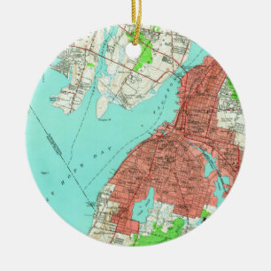 Vintage Map of Fall River Massachusetts (1949) Ceramic Ornament