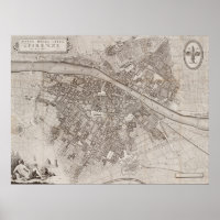Vintage Map of Firenze Florence Italy 1847