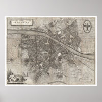 Vintage Map of Florence Italy (1847)