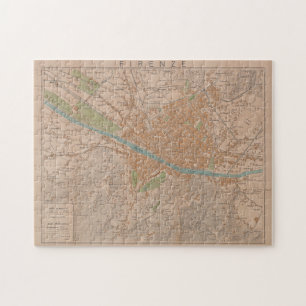 Vintage Map of Florence Italy (1910) Jigsaw Puzzle