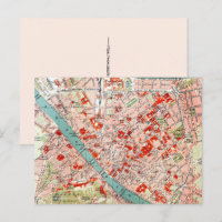 Vintage Map of Florence Postcard