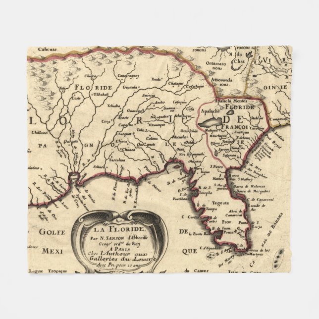 Vintage Map of Florida (1657) Fleece Blanket (Front (Horizontal))