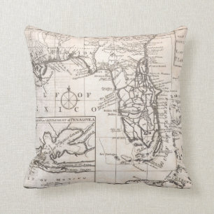 Vintage Map of Florida (1763) Throw Pillow
