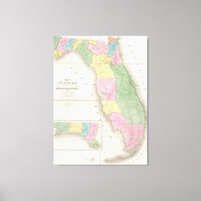 Vintage Map of Florida (1839) Canvas Print (Front)