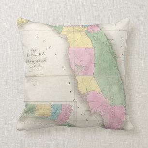 Vintage Map of Florida (1839) Throw Pillow