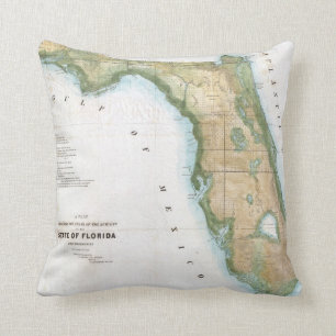 Vintage Map of Florida (1848) Throw Pillow