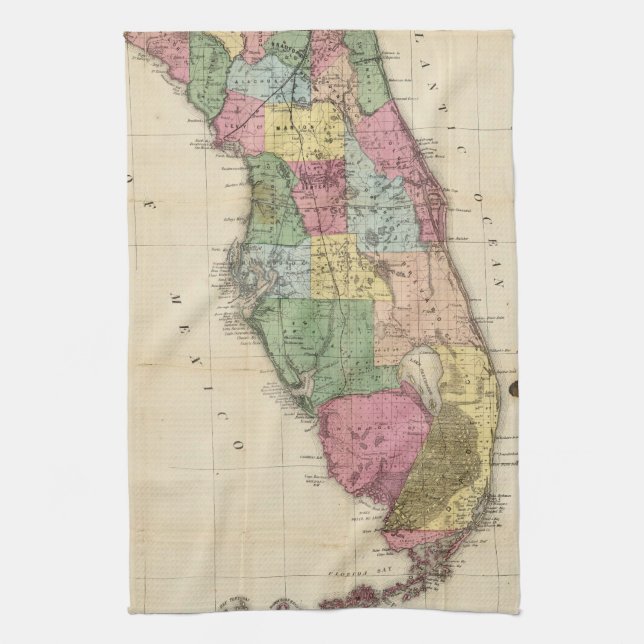 Vintage Map of Florida (1870) Kitchen Towel (Vertical)